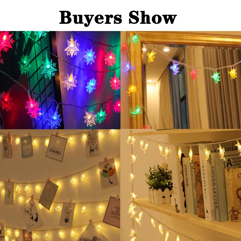 1.5M/3M/6M/10M LED Star Moon Fairy String Lights New Year 2023 Xmas Tree Christmas Party Home Indoor Decoration Light