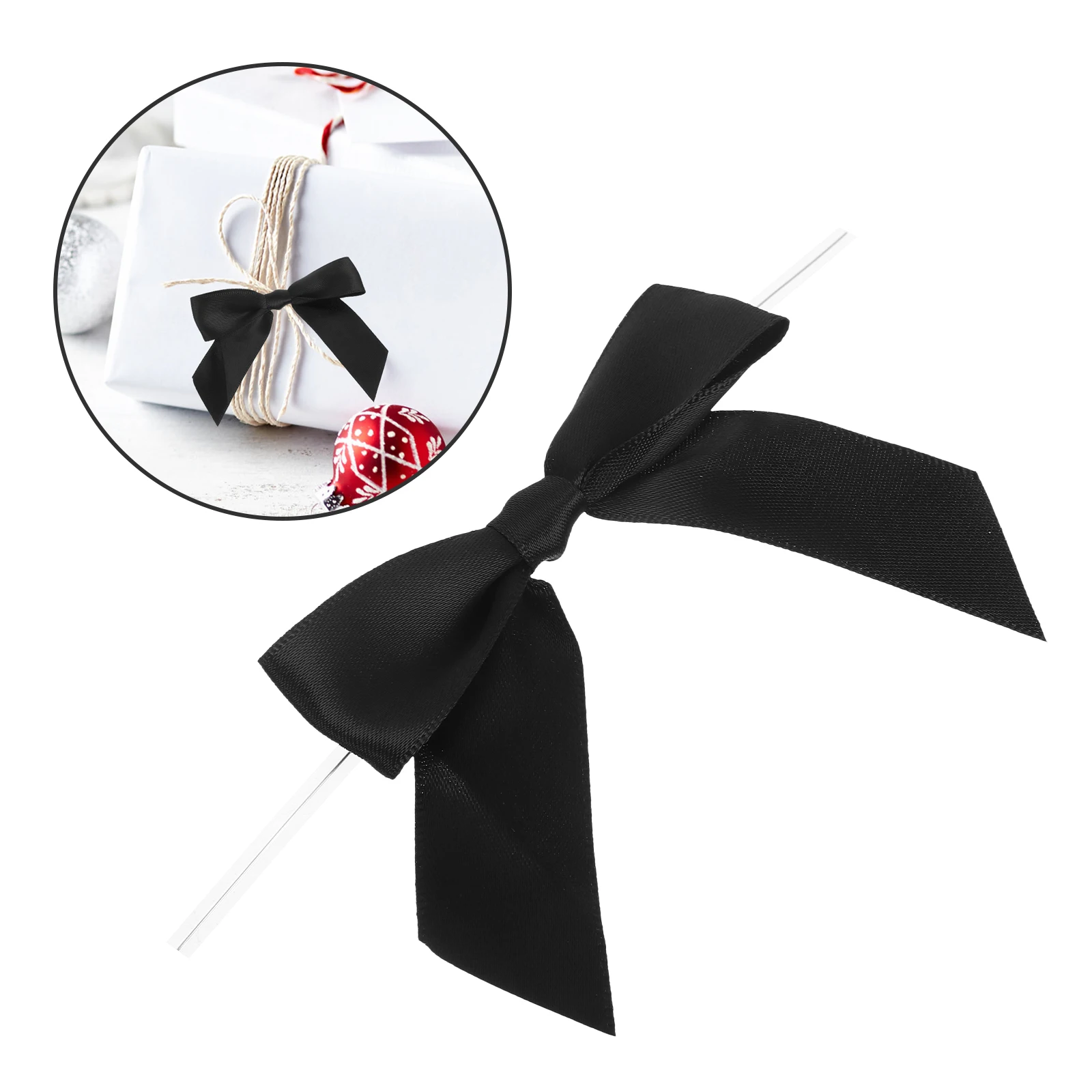 

50pcs Gift Wrapping Bows Black Bow Ties for Cake Decor Food Sealing Twist Small Present Packaging Craft Supplies