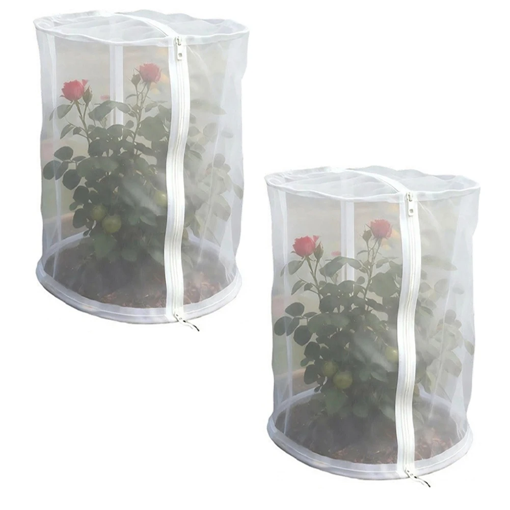 2pcs Fruit Tree Netting Reusable Plant Mesh Netting For Garden Protection Blueberry Bush=Insect Netting Cover With Zipper