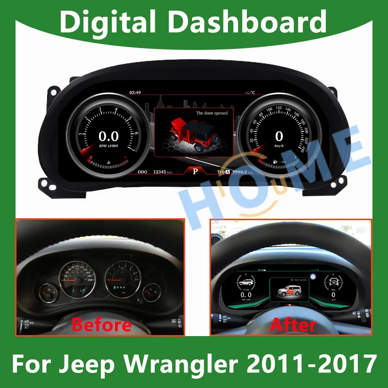 

Counter Digital Dashboard Panel Virtual Instrument Cluster CockPit LCD Speedometer For Jeep Wrangler 2011 - 2017