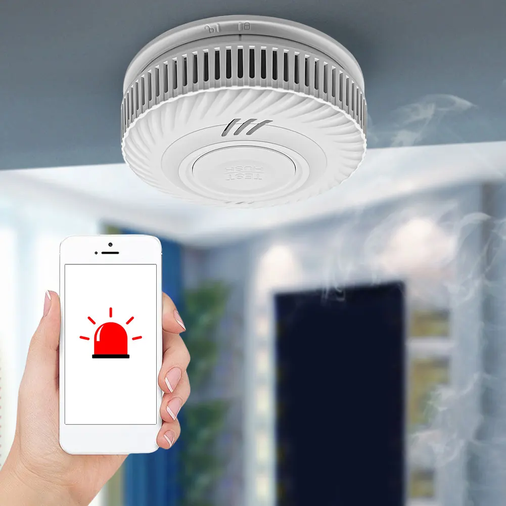 Detector de monóxido de carbono 2400mAh com luz de som aviso alarme de incêndio bateria de 10 anos detector de incêndio de backup para casa hotel