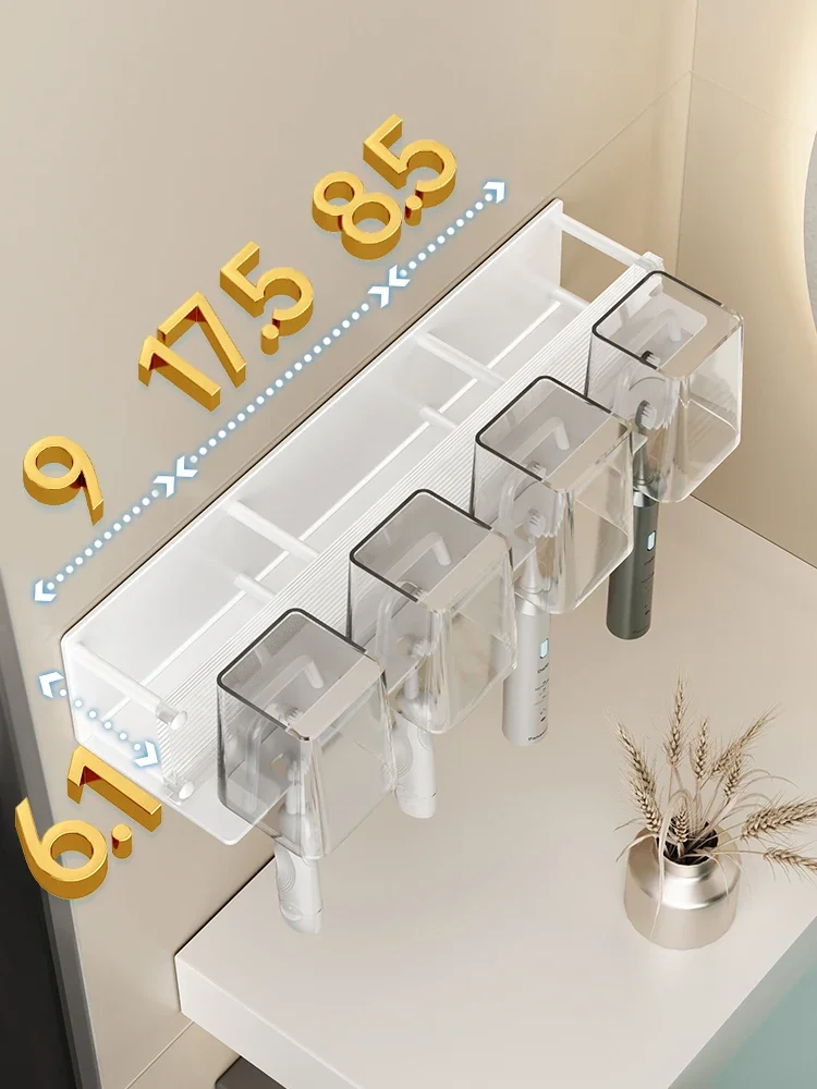 Non perforated toothbrush rack, storage rack, bathroom electric storage, wall mounted acrylic toothpaste mouthwash cup, light lu