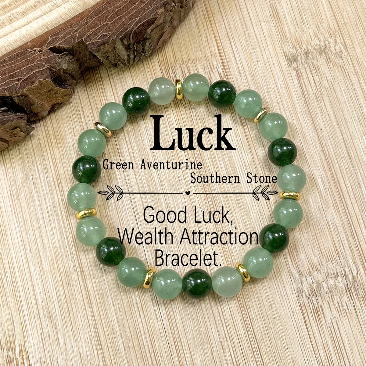 Women Natural Green Aventurine Lucky Bracelet, Boho Daily Jewelry, Holiday Gift Bringing Year-Round Fortune