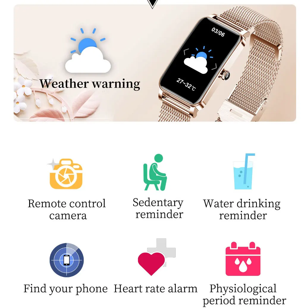 Gold Luxury Smart Watch Women Bluetooth Call Heart Rate Sleep Health Monitor Full Touch Smartwatch For Android IOS 2024 New