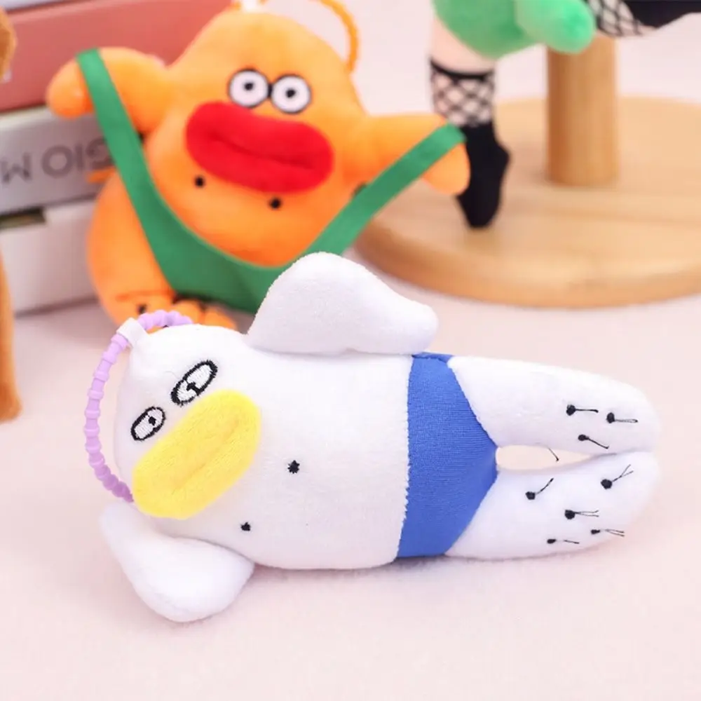 Fur Sausage Mouth Plush Keyring Cartoon Kawaii Big eyes Plushies Pendant Plush Stuffed Soft Funny Doll Keychain