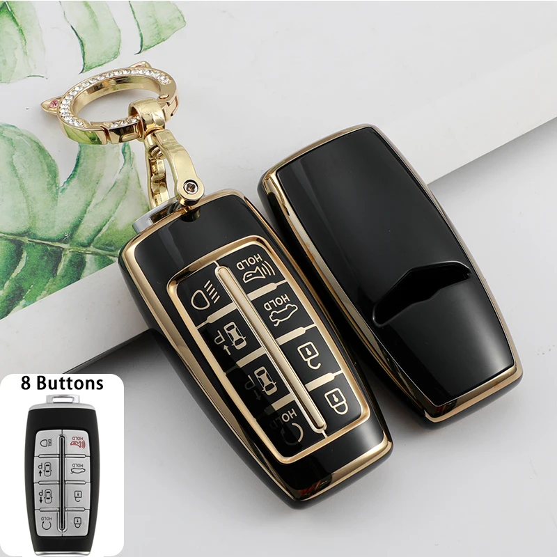 TPU Car Key Case 4 6 8 Button Smart Keyless Entry Remote Control Protector Cover For Hyundai Genesis G80 GV80 2019 - 2022