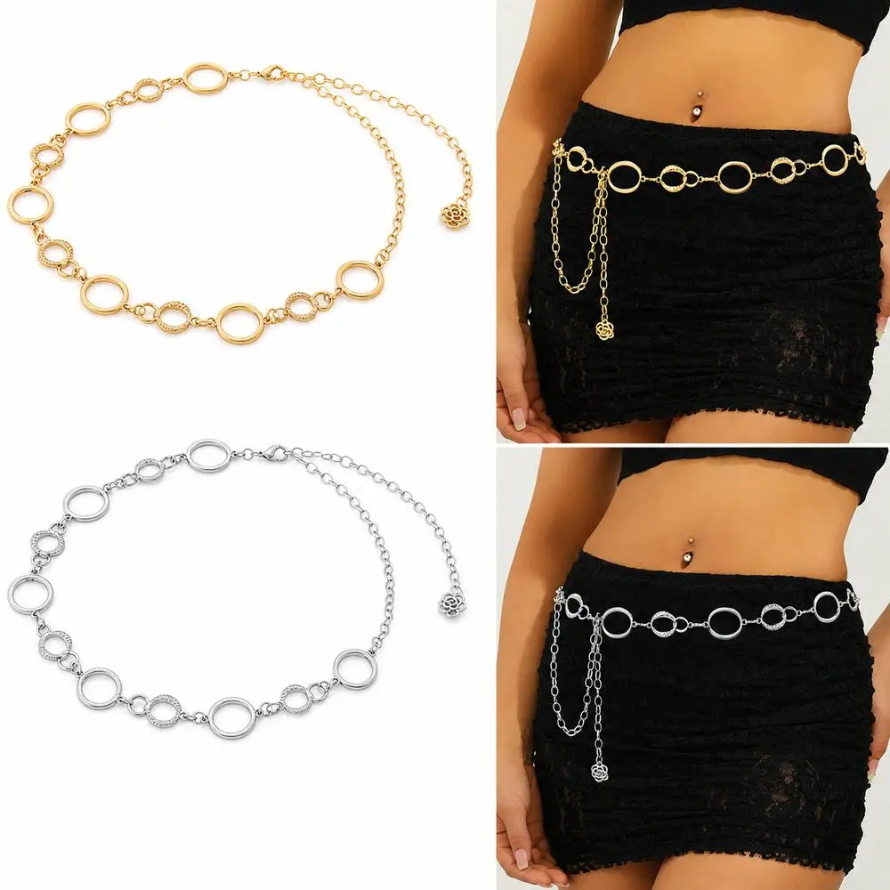 New Metal Waist Chain Round Link Simple Style Waist Belt Adjustable Chain Fashion Accessory Body Chain for Suits
