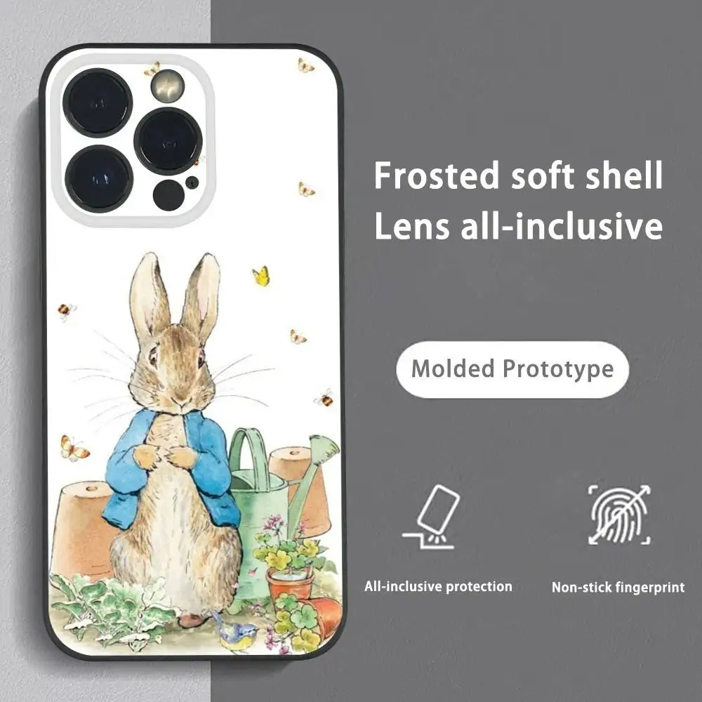 

Phone Case Cute P-Peter Rabbits For iPhone 16 15 14 13 Pro Max Plus Mini Frosted Soft Shell Funda Shockproof Cases