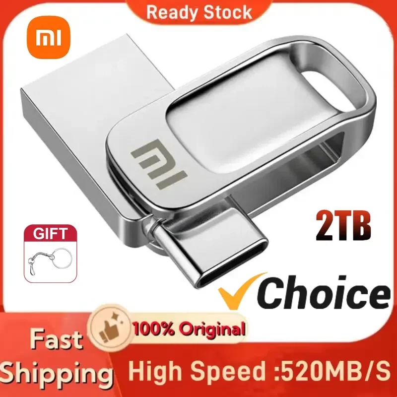 

Xiaomi Metal Pendrive 2TB Portable Pen Drive 1TB High Speed USB3.0 Type-C Interface Waterproof 1TB 512GB Memoria Usb Flash Drive