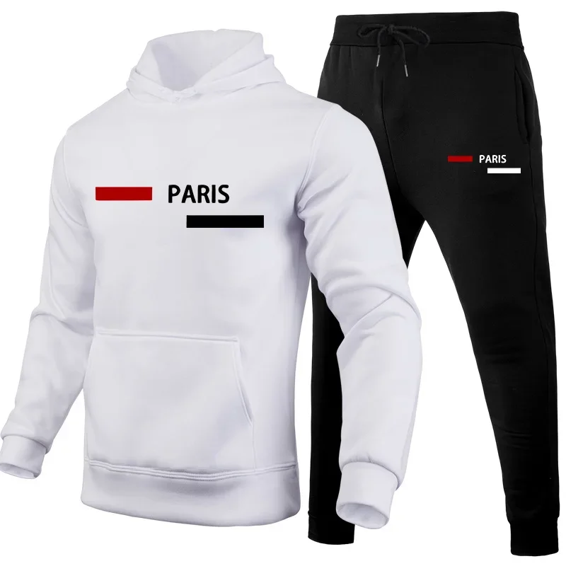 Men's Tracksuit Fashion Casual Hooded Sweatshirts Sweatpants Outdoors Sports Jogging Clothing Autumn Winter Single Hoodie Pants view 2