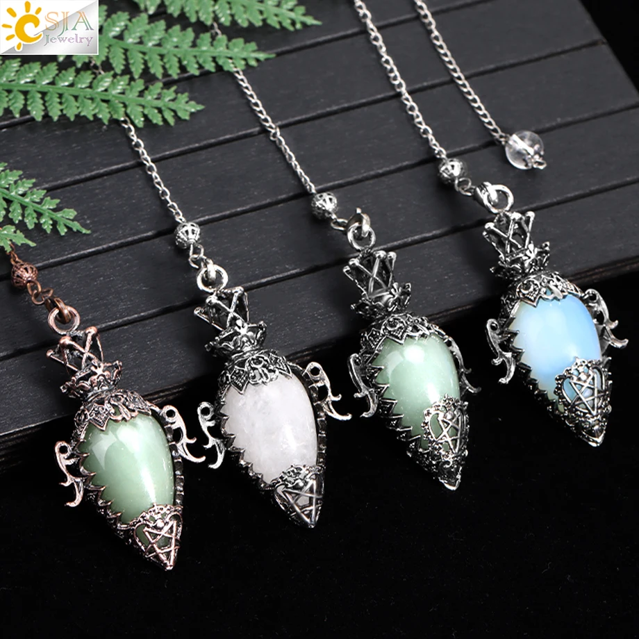 Healing Crystal Pendulum for Dowsinf Spiritural Water Drop Natural Stone Pendant Amethysts Pink Quartz Pendulums Pendulo H385