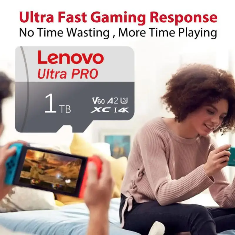 Lenovo-Cartão de Memória Original de Alta Velocidade, 2TB, 1TB, 512GB, 256GB, Class 10, Micro TF, Cartão SD, 128GB, Cartão TF para Nintendo Switch, Ps4