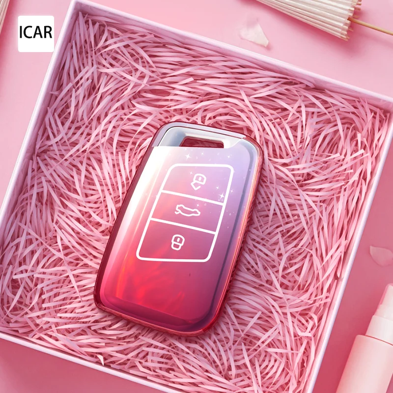 Per Volkswagen Magotan GTE Passat B6 B7 B8 CC Arteon per Skoda Fabia Superb A7 Kodiaq Custodia chiave per auto Fob Gradiente Rosa Copertura chiave