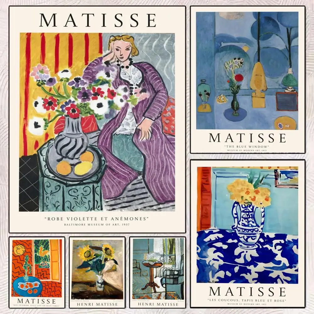 Famous Artist H-Henri Matisse Painting Calligraphy Modern Canvas Poster Wall Art Aesthetic Bedroom Decor for Cafe Home Gift