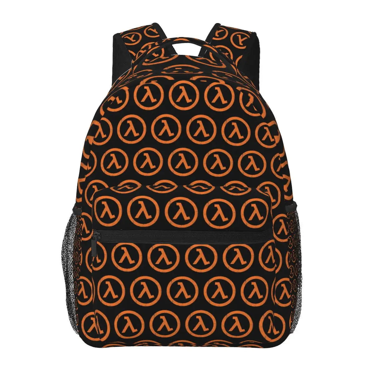 Half Life Lambda Symbol Student Backpack School Bag Hiking Travel Daypack for Boys Girls Fashion Bookbag Shoulder Bags