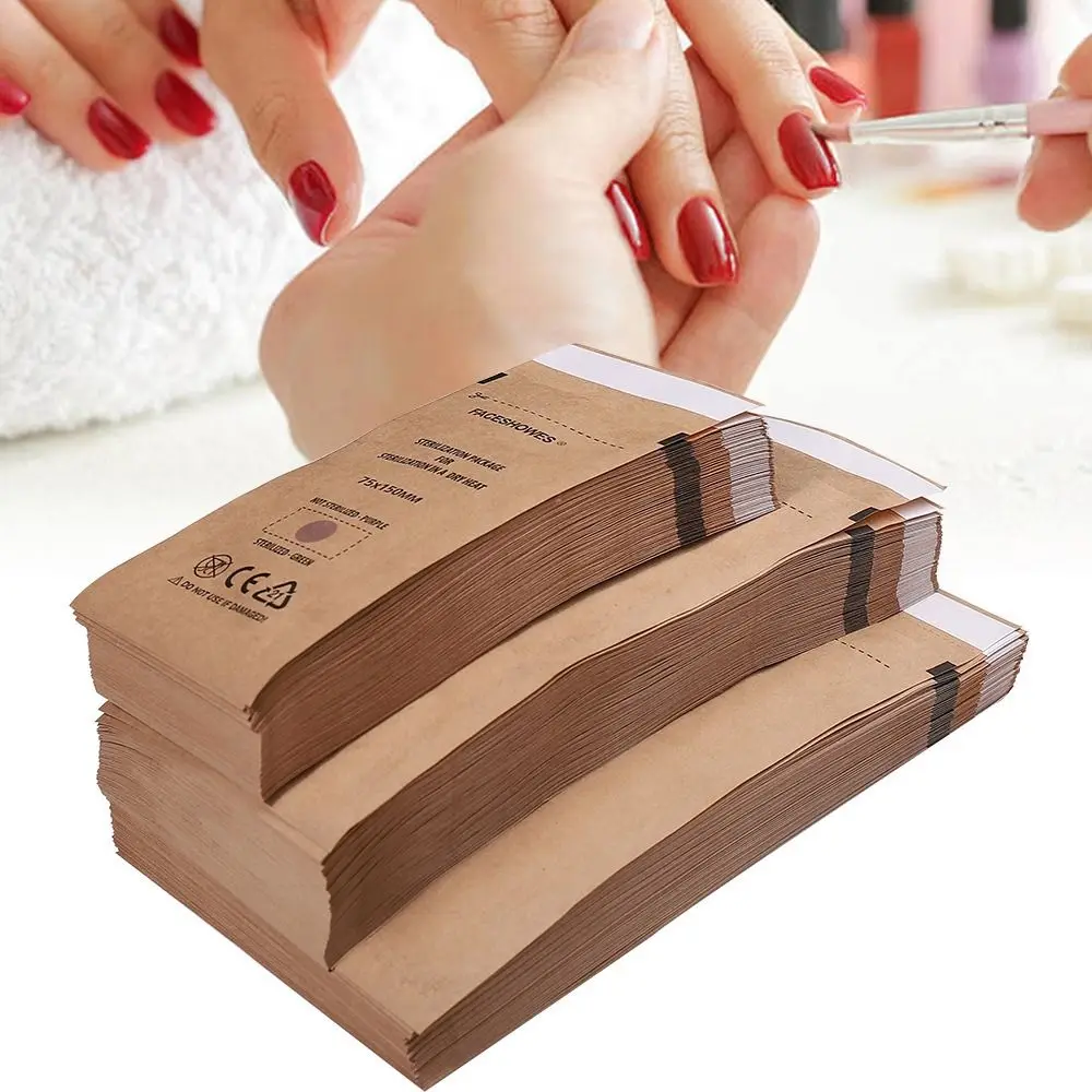 

100 шт. одноразовые стерилизационные сумки для ногтей, безопасные, здоровые, крафт-самогерметичные пакеты, портативное бумажное гелевое оборудование, стерилизатор для женщин