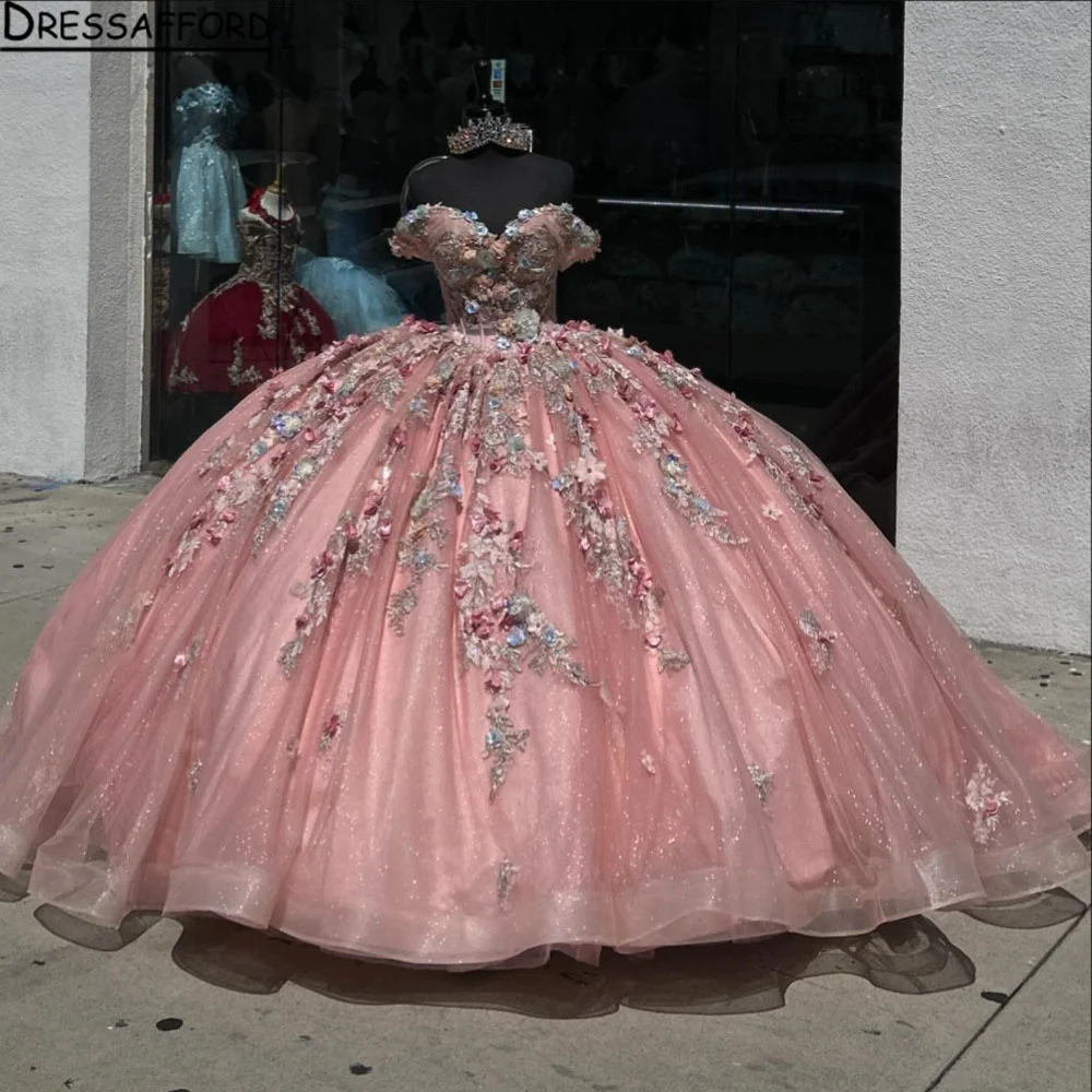 Vestido quinceanera rosa com capa, vestido de baile, apliques florais coloridos, miçangas, doce 16, 15 anos