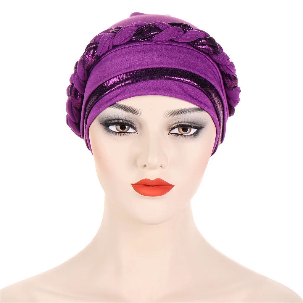 New Multi-colored Short Braids Matching Color Muslim Headscarf Hat Fashion European and American Pullover Hat