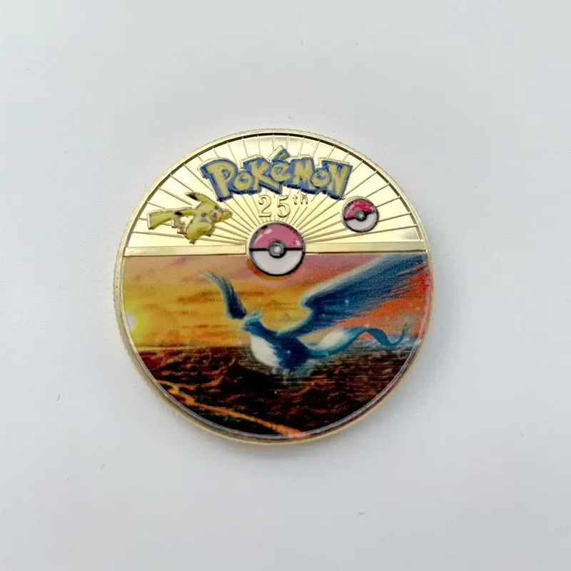 Gold Pokemon Coins Pikachu Anime Commemorative Coin Charizard Golden Round Metal Coin Toys