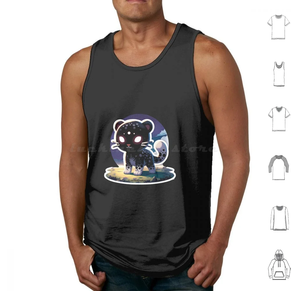 Legendary Animals-Shadow Leopard Tank Tops Vest Sleeveless Fantastical Cute Kawaii Fantasy Supernatural Folklore Legendary