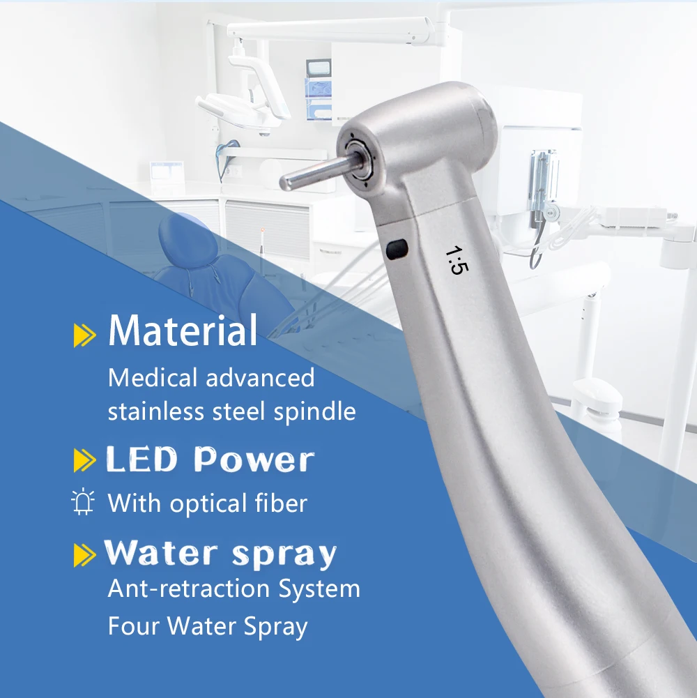 Z85L Red Ring MINI Kopf Dental 1:5 LED Optic Fiber Zunehmende Niedrige Geschwindigkeit Handstück Contra Winkel Inneren Wasser Spray zahnarzt werkzeug – Detail 5