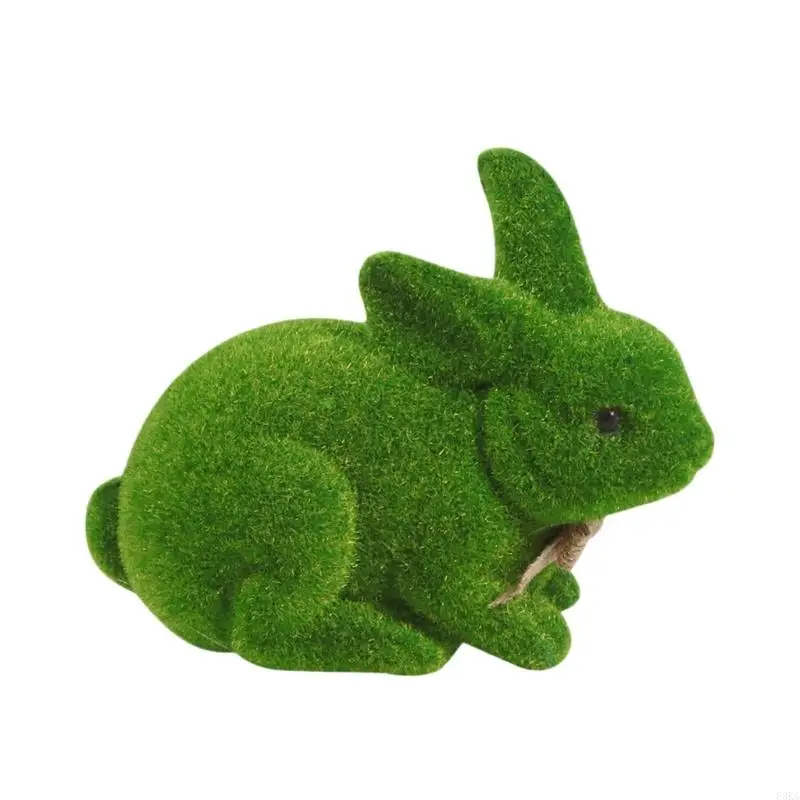   Flocking Rabbit Figurines Moss Rabbit Statue Sculpture Collectible Figurines