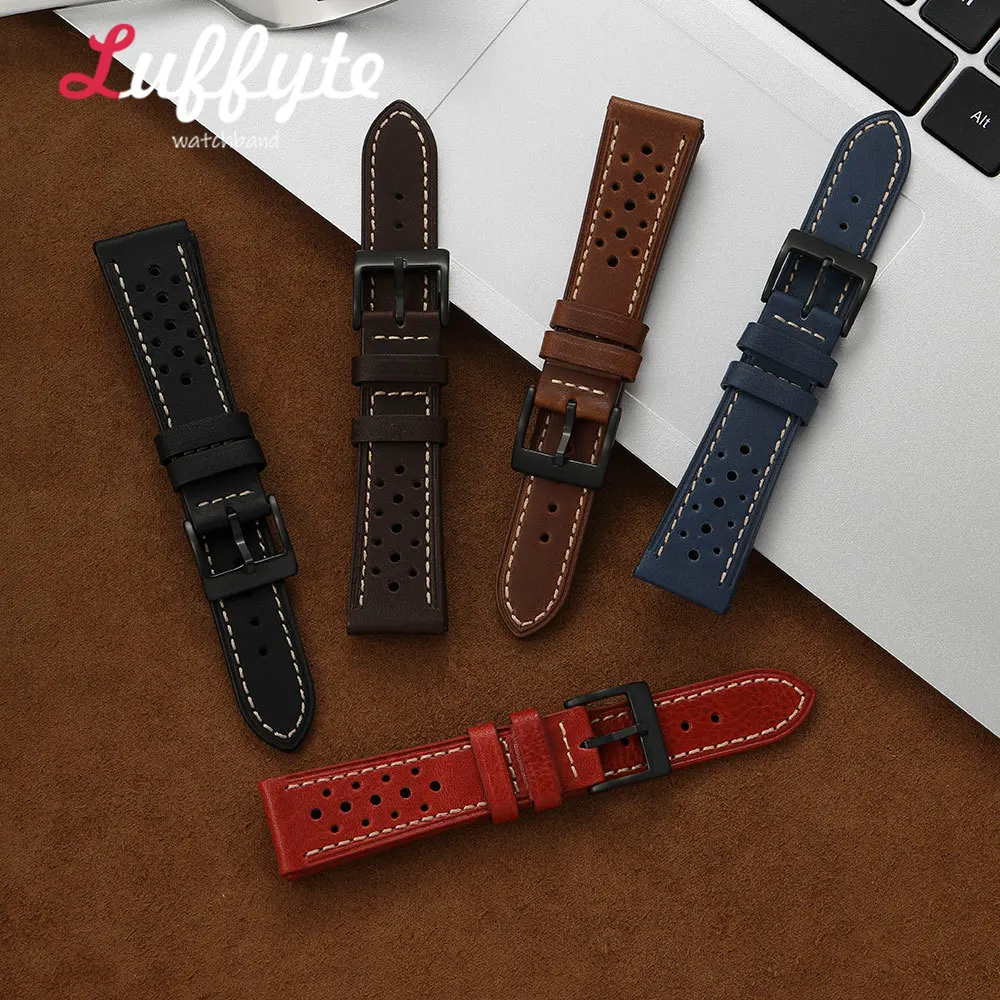 Lässiges Herren-Uhrenarmband aus Ölwachsleder 18/20/22mm Modisches Komfortables Ersatz-Uhrenband Armband Uhrenzubehör