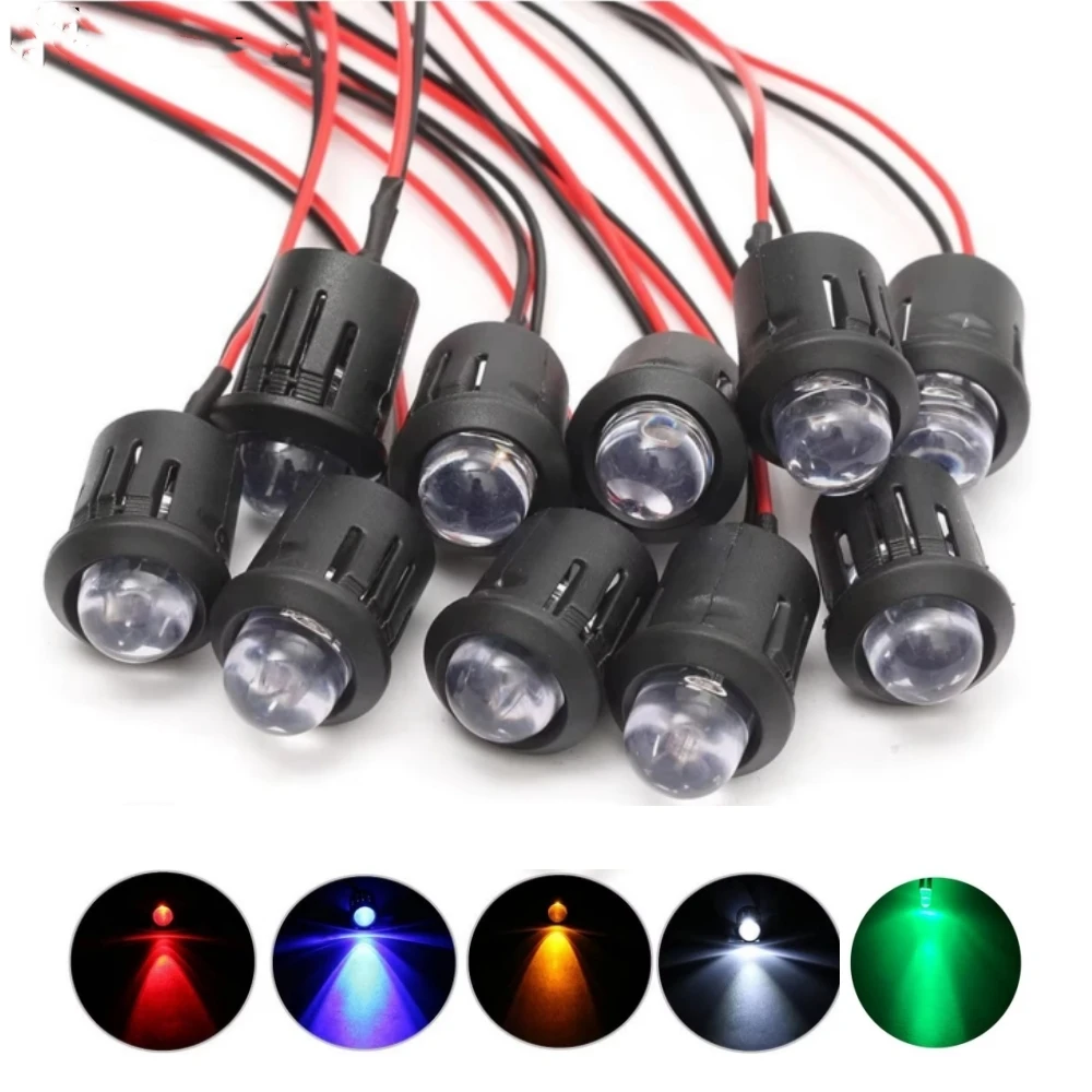 10Pack 10MM 12V LED Light Emitting Diodes LED Pre Wired Prewired Lamp with Plastic Clip HolderLight Bulb Prewired Emitting Diode