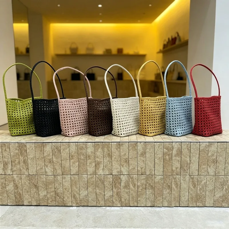 Vintage Hollow Cutout Shoulder Bucket Bag Women Simple Versatile Korean Style Daily Outdoor Crossbody Handbag