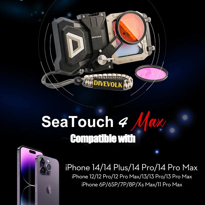 DIVEVOLK SeaTouch 4 Max Waterproof Phone Housing Underwater Smartphones Case for iPhone 14 Pro Max Huawei SUMSUNG XiaoMi Plus