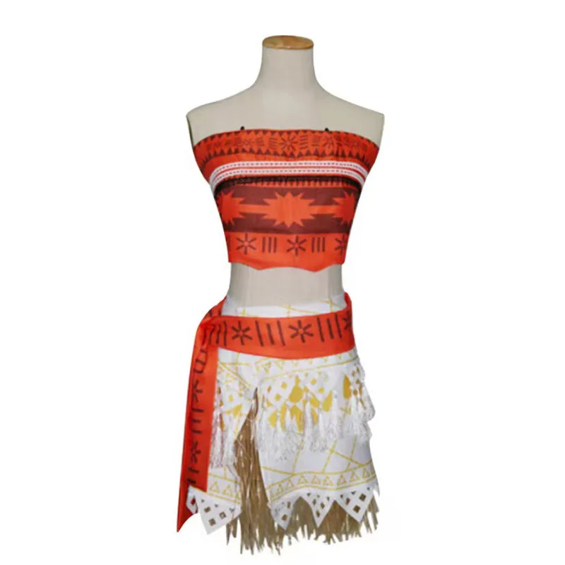 Costume de vacances Moana pour enfants et adultes, haut de film, jupe, collier trempé, robe de cosplay de paupières, tenue d'Halloween, fête de carnaval