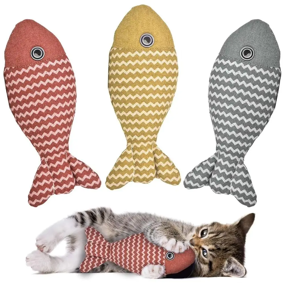 High Quality Catnip 3D Simulation Fish Toy Interactive Sounding Soft Plush Cat Chew Bite Toys Cute Pillowfish Kitten Toys Home