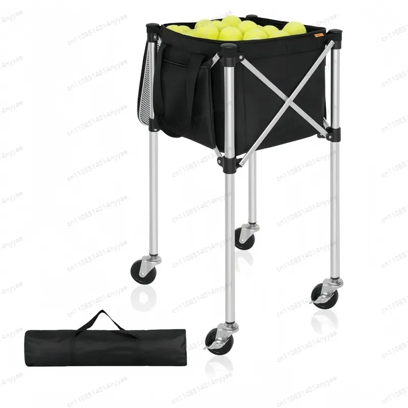 Tennis Ball Cart Folding Storage Trolley for Coaches Players Portable Large Capacity Wheeled Basket for Court Training