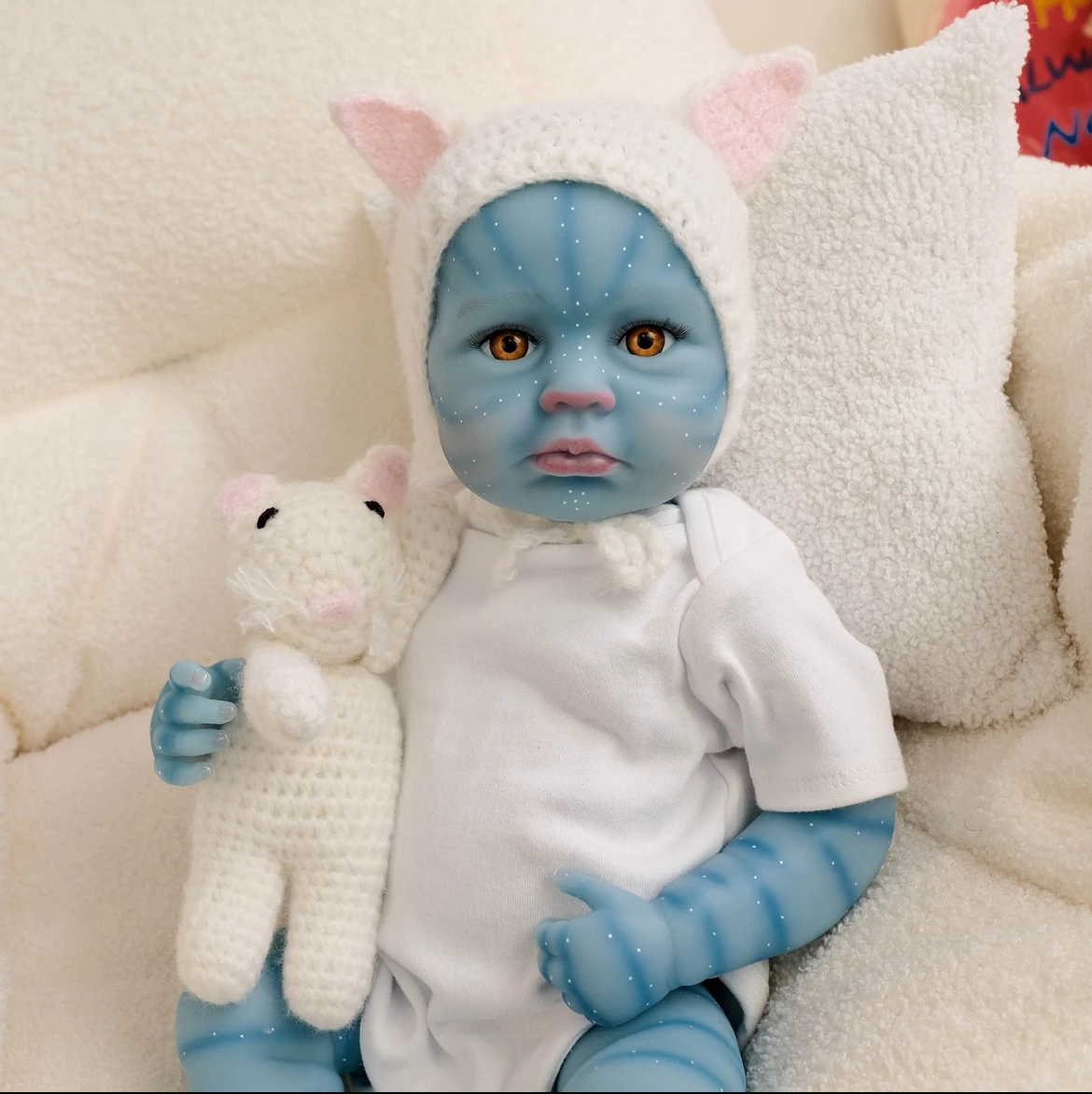19-calowa realistyczna lalka LouLou Awake Avatar Reborn Baby Doll - granatowa, ręcznie malowana, idealny prezent urodzinowy dla dzieci