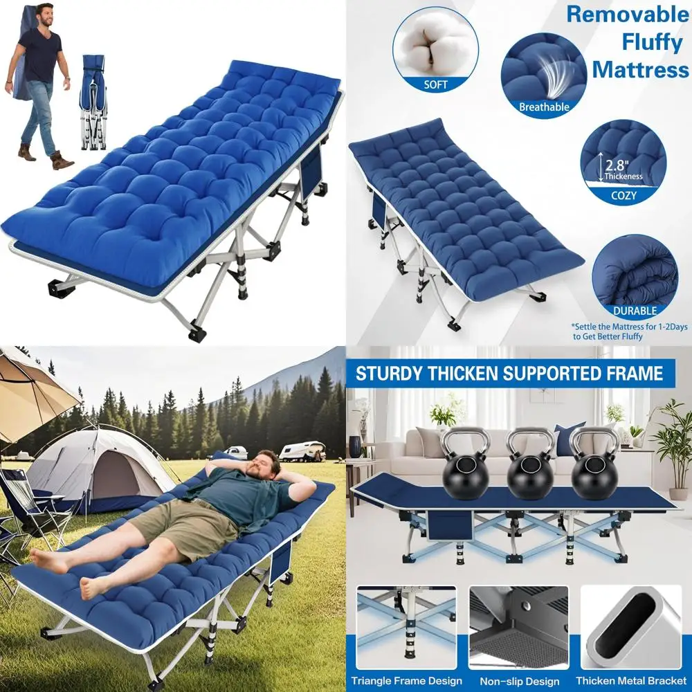

Портативная складная кроватка с матрасом для взрослых — удобная походная кроватка, простая установка, идеально подходит для использования на открытом воздухе и гостевой кровати