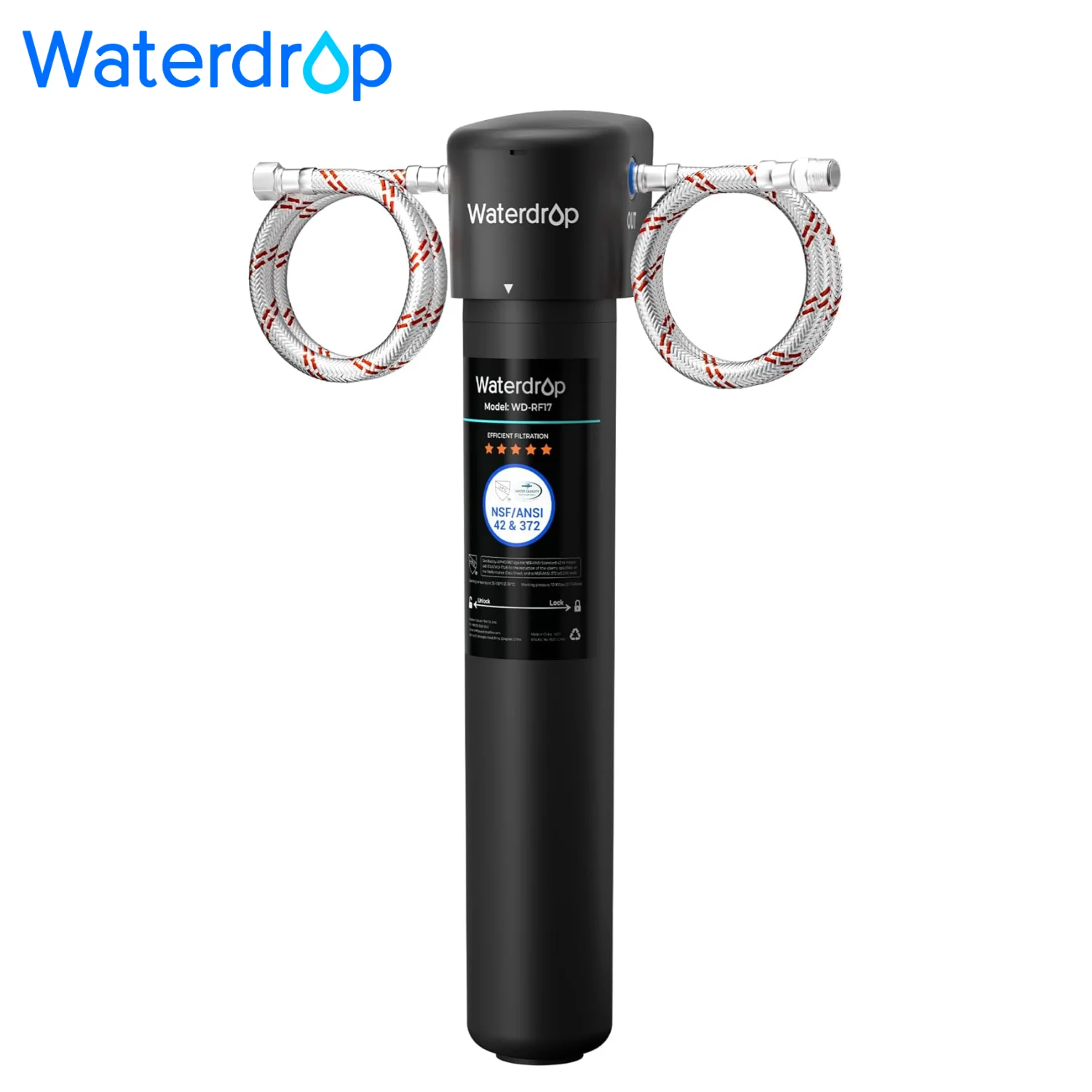 Waterdrop 17UA Under Sink Water Filter, 3 Years, Under Sink Water Filtration System, Reduces PFAS, PFOA/PFOS, Lead, Chlorine, Under Sink Water Filter, NSF/ANSI 42 Certified