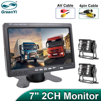 GreenYi 7 inch IPS Screen AHD Car Monitor with 2 Starlight Night Vision Reverse Backup LED Rear View 1920 * 1080 AHD Camera