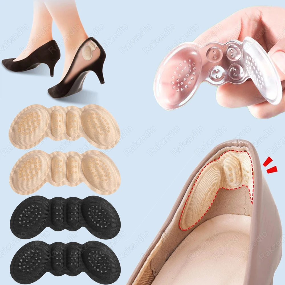 

4Pairs Sponge Heel Pads for Shoes Too Big Reduce Size Inserts or 2Pairs Gel Heel Protector for High Heels Pain Relief Insoles