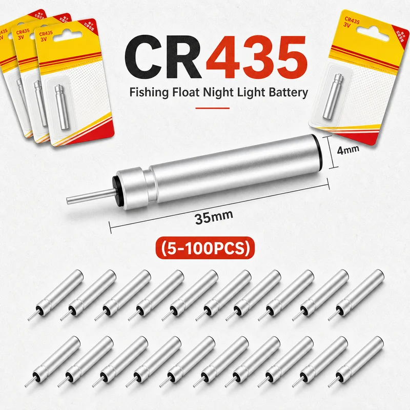 CR435 Luminous Lithium Battery for Electronic Fishing Floats Night Fishing Float Power Cell Tackle Accessories 5-100PCS