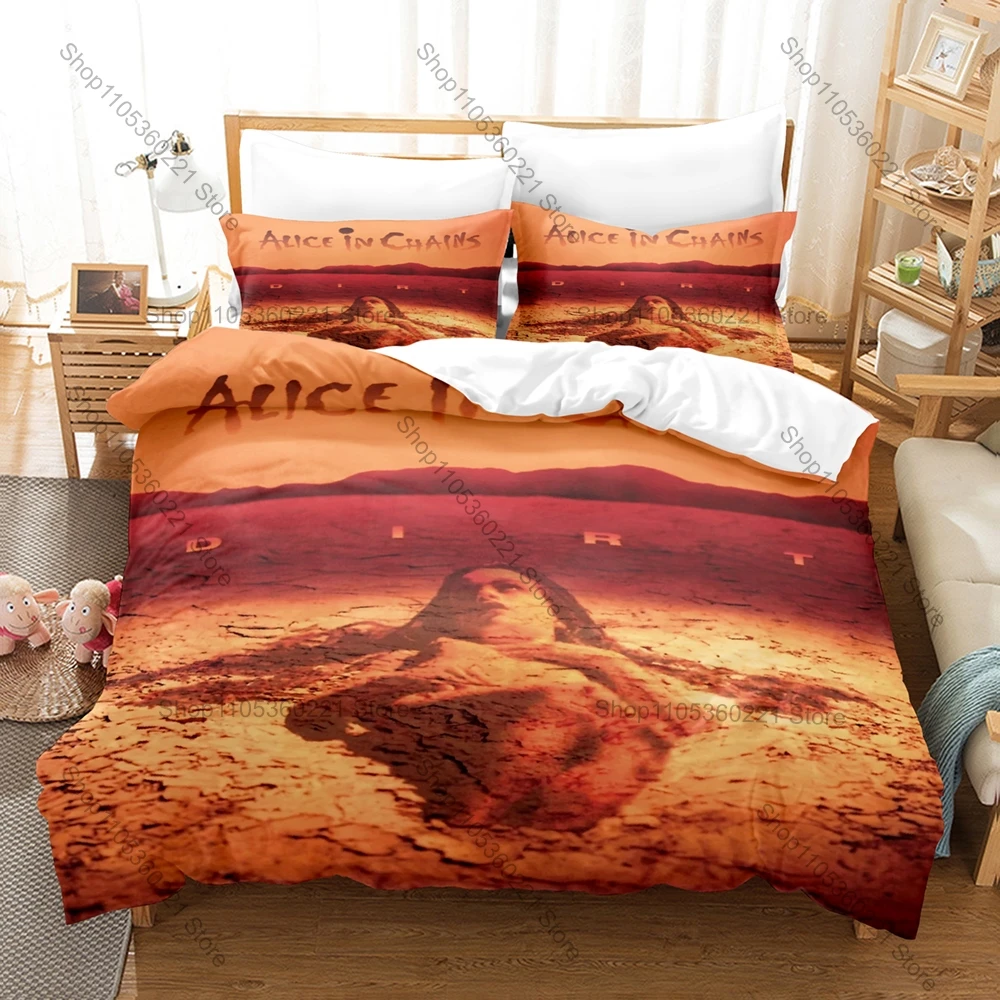 Rock Band Alice in Chains 3D Print Bedding Set 3 Pieces Soft Duvet Cover Pillowcase Home Textile Classic Album