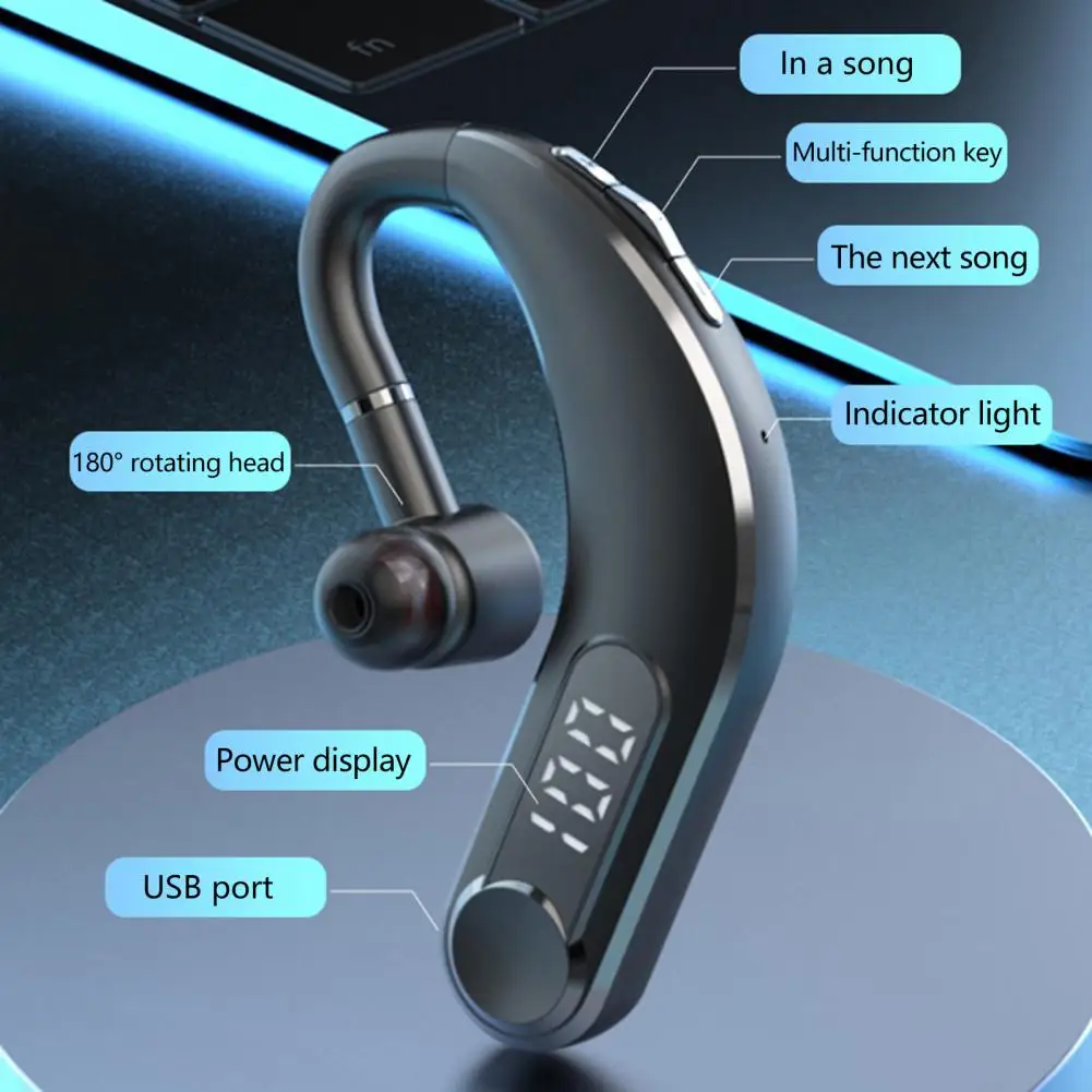 Useful Lightweight Bluetooth-compatible Earphone Ear Hook Comfortable Wearing Ear Hook Wireless Earphone