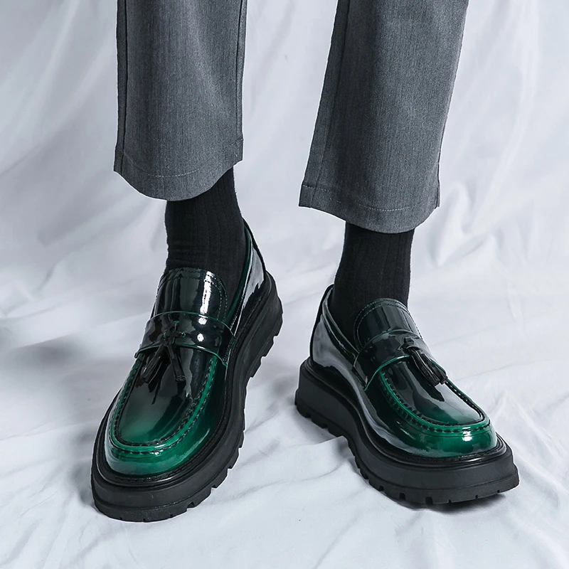 

Mens Leather Shoes Fashion Men's Platform Loafers Wedding Dress Oxfords Fashion Thick Bottom Men Shoes Non-Slip Casual Shoes Man