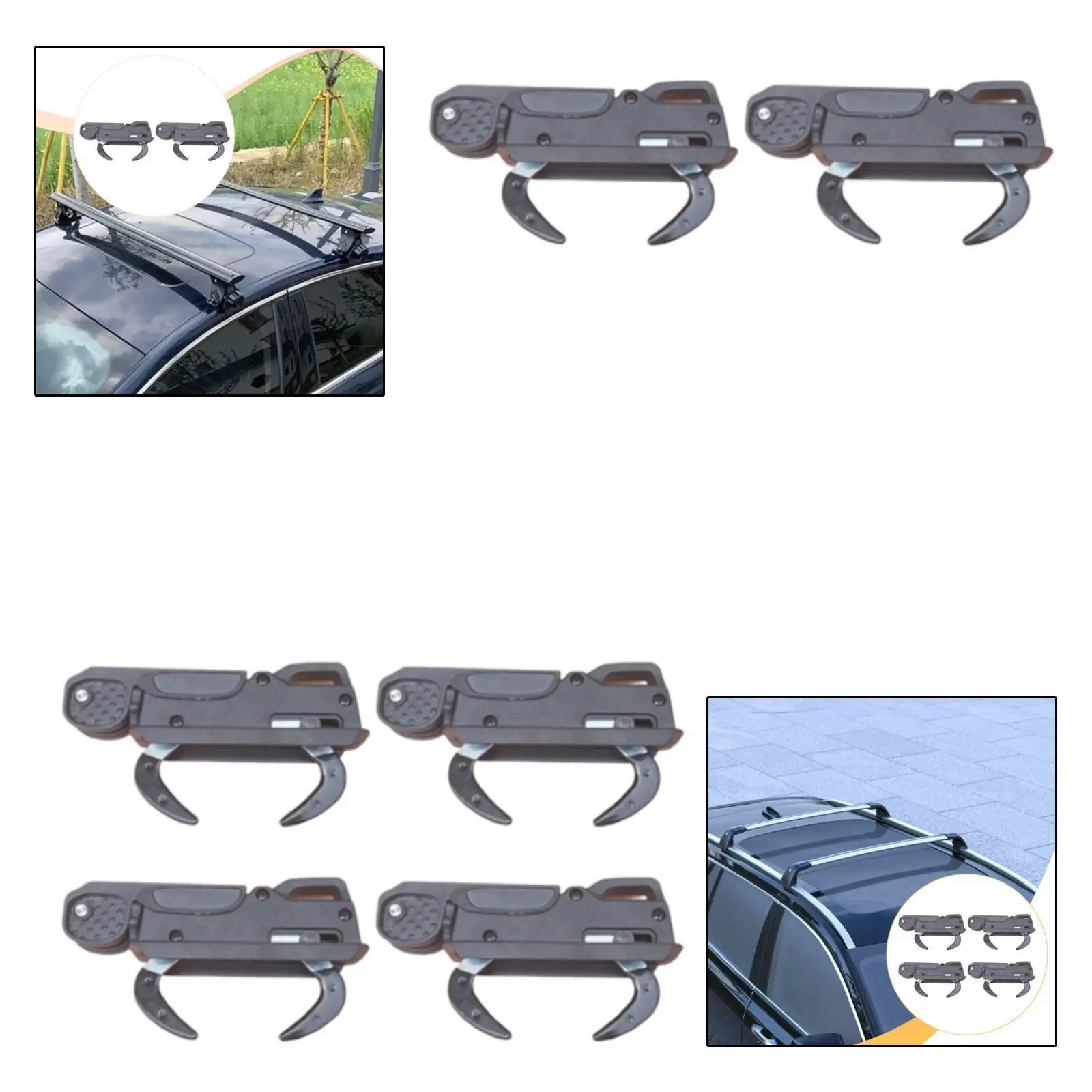Universal Car Roof Box Clamps with Fast Installation Secure Locking Carrier Mount Bolt Accessory Set for Rigid Rooftop Storage