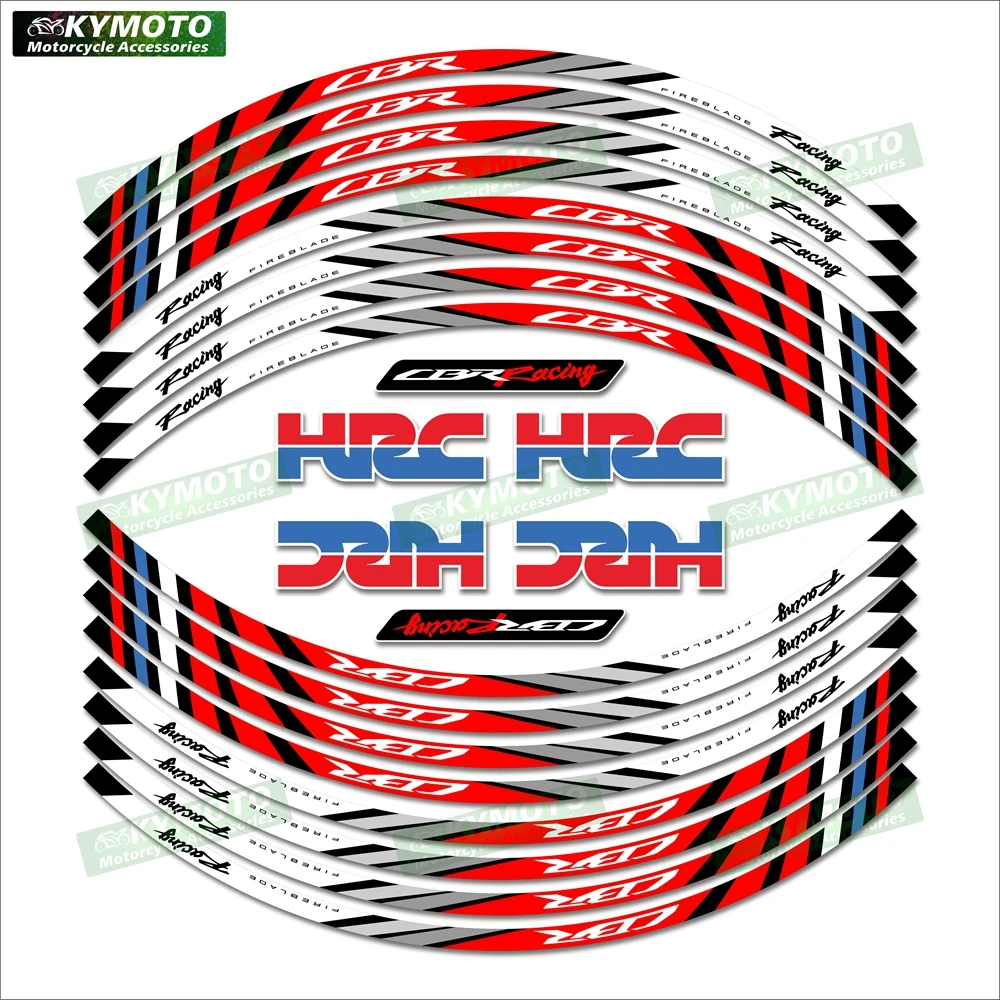 

for Honda HRC CBR125R CBR150R CBR250R CBR300R CBR500R CBR600RR CBR1000RR motorcycle wheel decals 17 inch wheel frame stickers