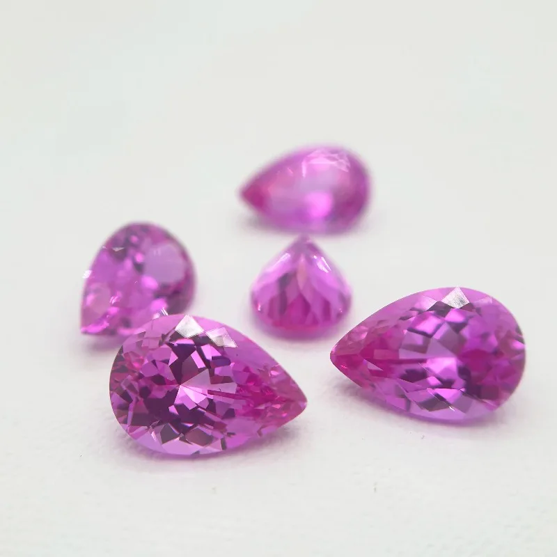 

NEW Lab Grown Sapphire Pear Shape Sakura Pink Color VVS1 Gemstone Beads for Charms Jewelry Making Selectable AGL Certificate