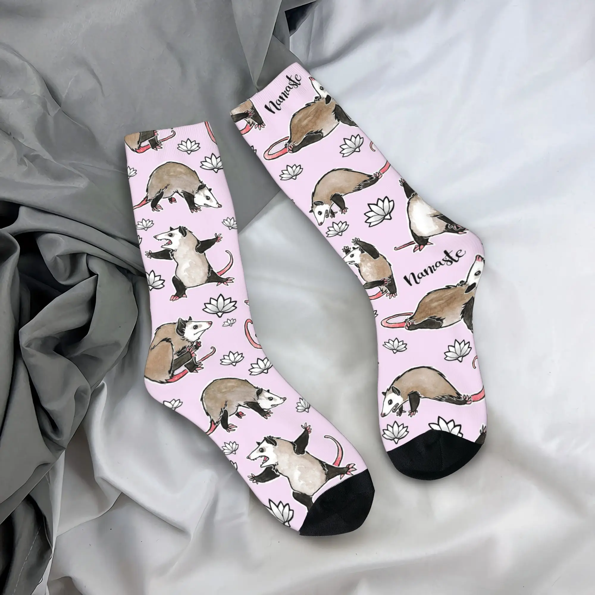 

All Seasons Crew Stockings Awesome Possum Possum Yoga Postures Socks Harajuku Hip Hop Long Socks Accessories for Men Women Gifts