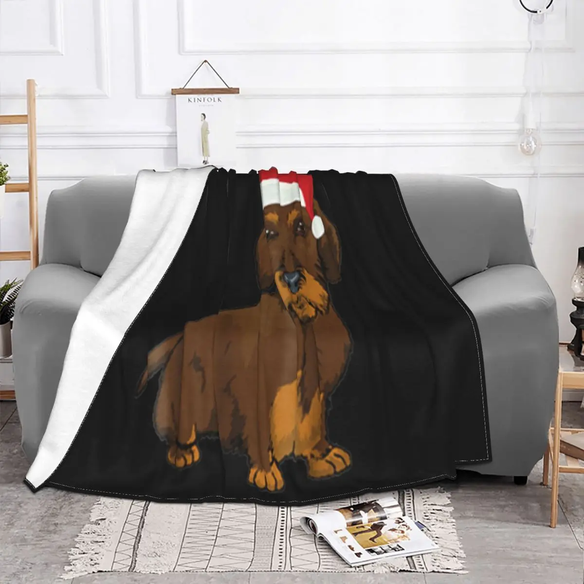 Nice Wirehaired Dachshund Dog Christmas Pajama Xmas Gifts Party Cheap Price Pure Present Throw Blanket