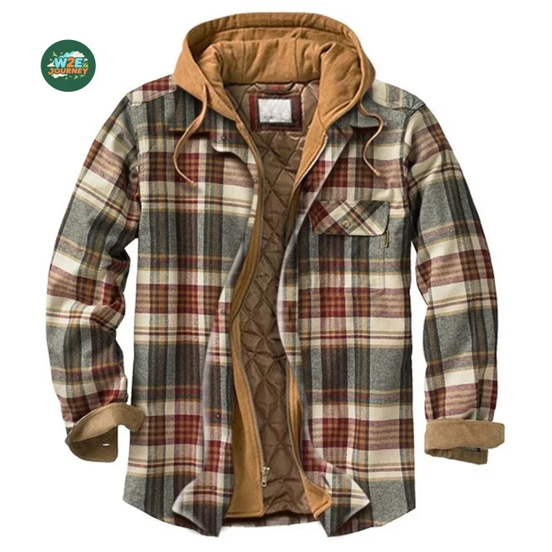 MAQVOB Mantel Antik Ukuran AS UE Kualitas Tinggi Pakaian Kerja Jaket Kemeja Kotak-kotak Bulu Flanel Pria Wanita
