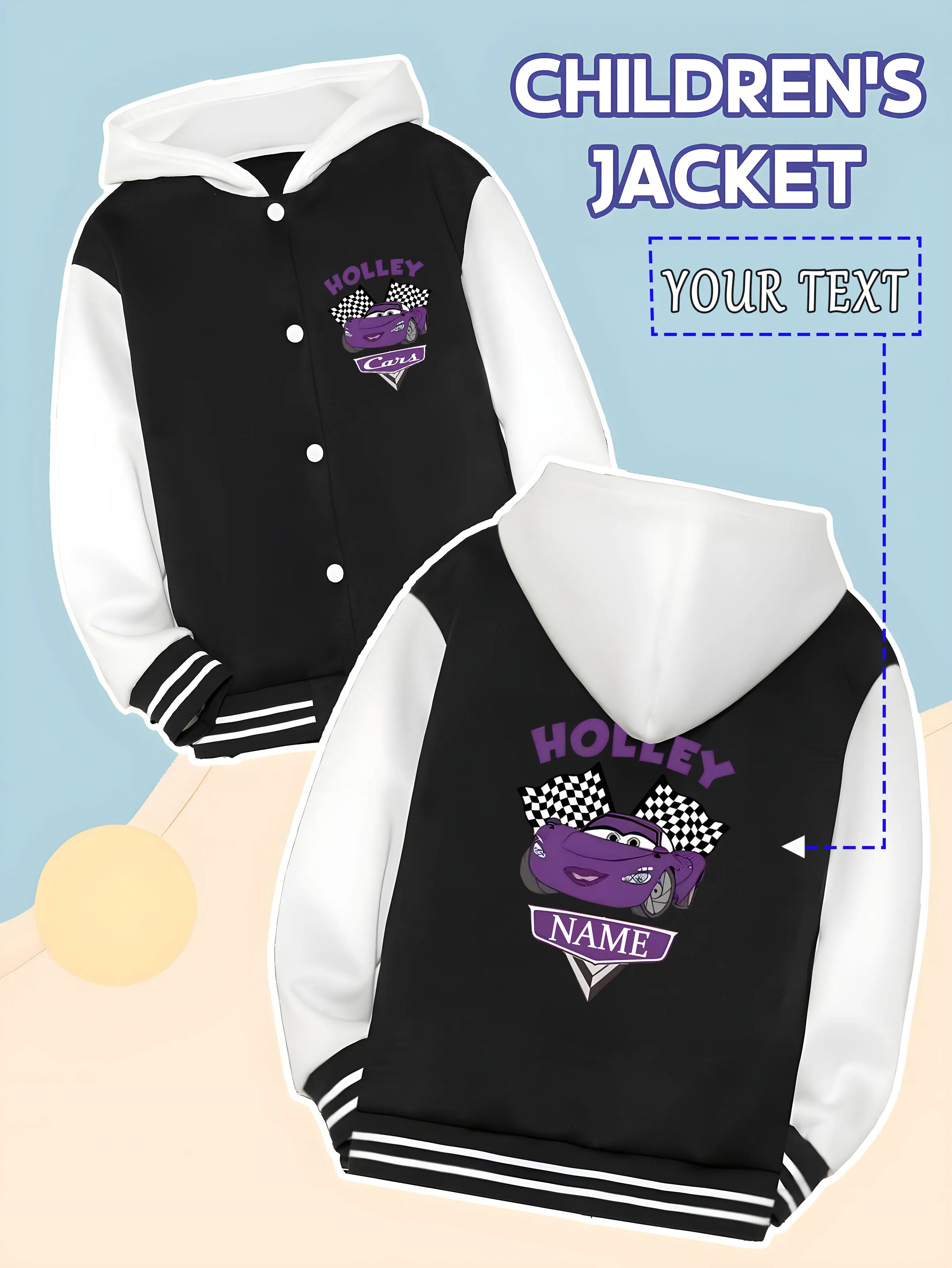 

MINISO Disney Cars Holly Kids Baseball Jacket - Holly's cool image, full of creativity, perfect for theme parties or everyday ca