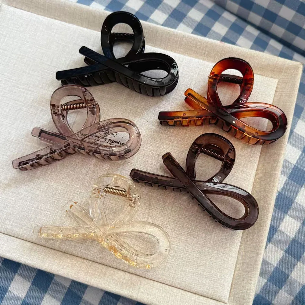 

Large Bow PC Hair Clip For Thick Hair Women's Fashionable High-End Half-Up Shark Clip Hair Accessory